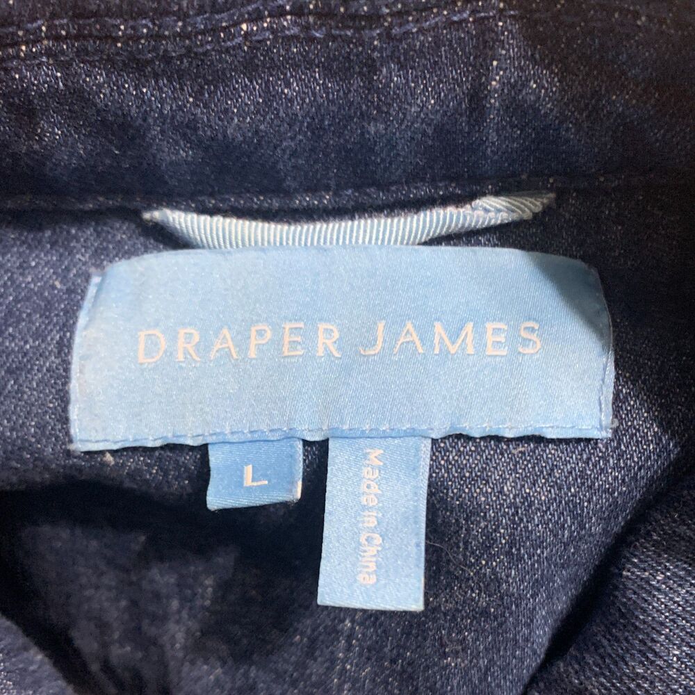 Draper James Denim Field Jacket Tie Waist Gold Magnolia Button Utility Coat L - Picture 3 of 6